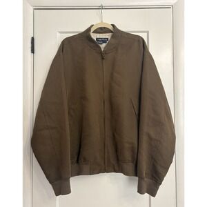 Vintage Nautice Men's Large Military Green Rayon Full Zip Bomber Jacket